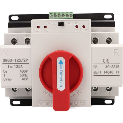 Interrupteur de Transfert Automatique 125A Double Alimentation à Poignée Rouge pour Générateur Industriel 400V (1/5)