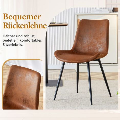 Ensemble de table ronde - Table ronde 100 cm - 4 chaises marron - MDF écologique - Design contemporain (1/5)