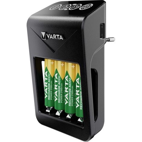 Varta LCD Plug charger AA e AAA Batterie ricaricabili NiMH incl. 4x AA 2100 mAh accu nero