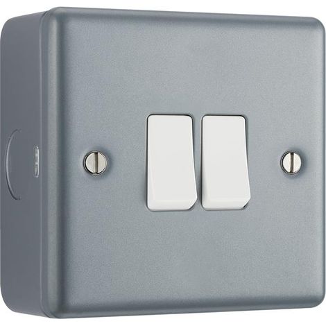 Masterplug MC542-01 Metal Clad 2-Gang 2-Way Light Switch for Residential and Commercial Use