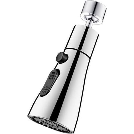 Rociador giratorio de 360° para fregadero de cocina con 3 modos, aireador y sistema antisalpicaduras - Boquilla universal de latón para grifo, adaptadores de varios tamaños para fregaderos de cocina (1/5)