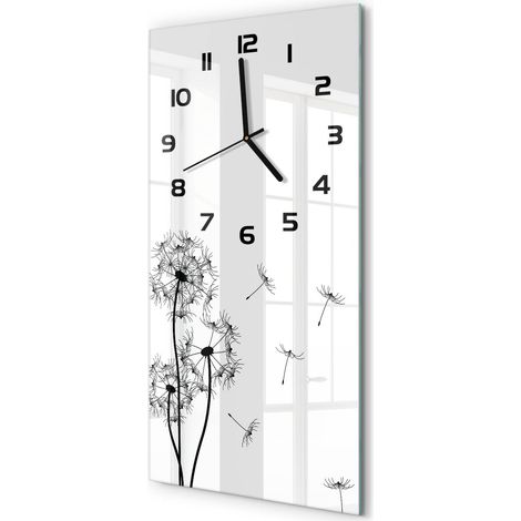 Horloge Murale Rectangulaire Verticale Lecture Facile Verre Moderne Dent de pissenlit 30x60 cm (1/5)