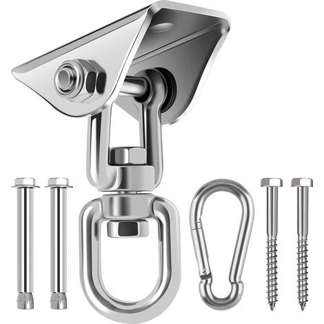 Gancio da soffitto pesante in acciaio inox SUS304, ganci di sospensione, set con 4 viti di fissaggio per cemento e legno, yoga, amaca, sedia sospesa, capacità di carico fino a 450 kg (1/5)
