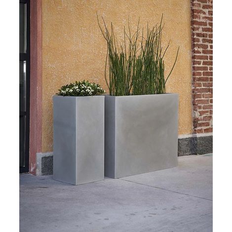 KUBE HIGH - VASO CON DOPPIA PARETE-CEMENTO / 30x30 cm