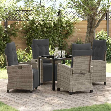 vidaXL Garten Essgruppe mit Kissen 5 pcs Grau Poly-Rattan (1/5)