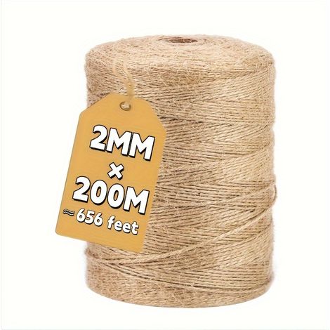 Fil de jute résistant 200 m x 2 mm, pour le bricolage, idéal pour le jardinage, l'emballage cadeau et la décoration artistique. (1/5)