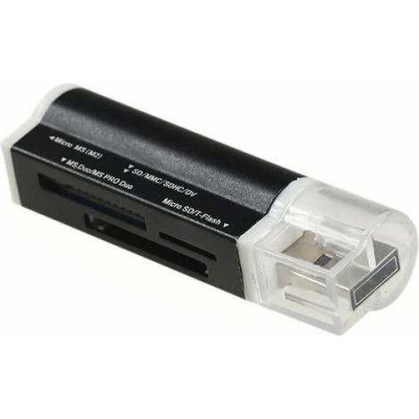 Lecteur de cartes - - Mini lecteur USB 2.0 - Compatible SD/TF/MS Duo - Plug and play - Noir