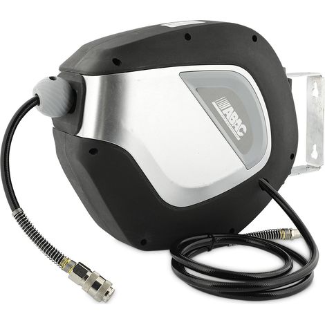 ABAC Avvolgitubo Automatico G-6/10, Tubo in PVC da 10 Metri, Avvolgitubo con Alloggiamento Girevole a 180°, 2 Viti di Montaggio Incluse, 10 Metri, Nero (1/4)