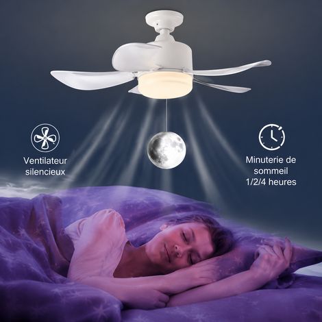 Ventilateur de plafond LED avec lampe télécommandée culot E27 dimmable 12W 45x17cm en plastique diffuseur aromathérapie 1 kg – Livraison gratuite (1/5)