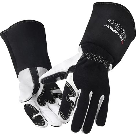 Guantes de soldadura, de piel de cabra, resistentes al calor y a las perforaciones, 7,5 pulgadas x 14 pulgadas. (1/5)