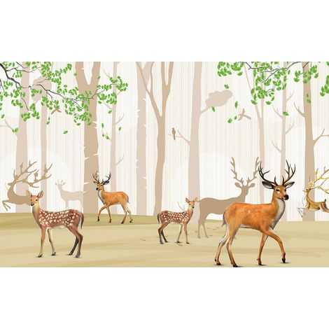 Papier peint panoramique Enfants - Animaux de la Forêt - 195 cm x 122 cm (1/2)
