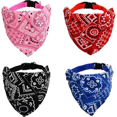 Lot de 4 bandanas pour chien - Bandana - Écharpe pour chien - Triangles de cou - Collier réglable pour chien de petite, moyenne et grande taille - Chiens et chats - Animaux domestiques (M) (1/5)