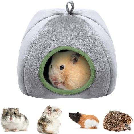 Lit pour cochons d'Inde, maison pour cochons d'Inde, dortoir pour cochons d'Inde, hamsters, écureuils, chinchillas, lapins et autres petits animaux, lit chaud pour animaux domestiques (gris) (1/2)