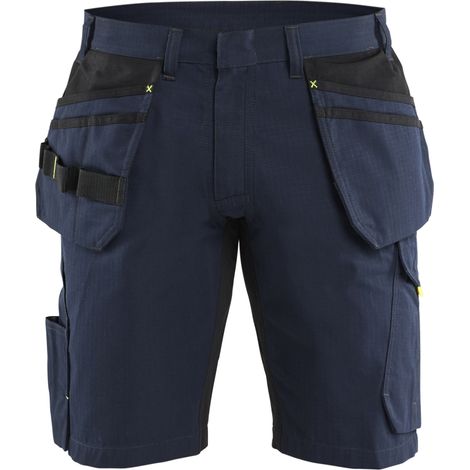 Short maintenance avec poches flottantes - Bleu marine/Jaune fluo XL - FR(50) - SE(C56) - Standards