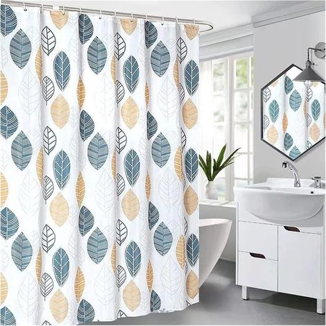 Curtain of Shower bathroom waterproof Polyester Curtain of Shower silver bathroom Shower with Hook (Color : White, Size : 180 200CM) (1/5)
