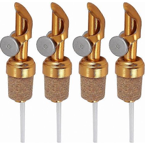 Lot de 4 becs verseurs avec bouchons en liège pour bouteilles d'huile et de vinaigre, à utiliser en cuisine. (1/5)