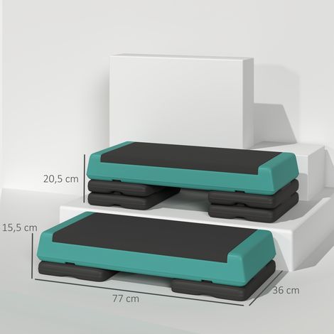 Steppbrett höhenverstellbar Fitness Aerobic Stepper mit 3 Stufen (10,5/15,5/20,5 cm), Anti-Rutsch Grün (1/5)