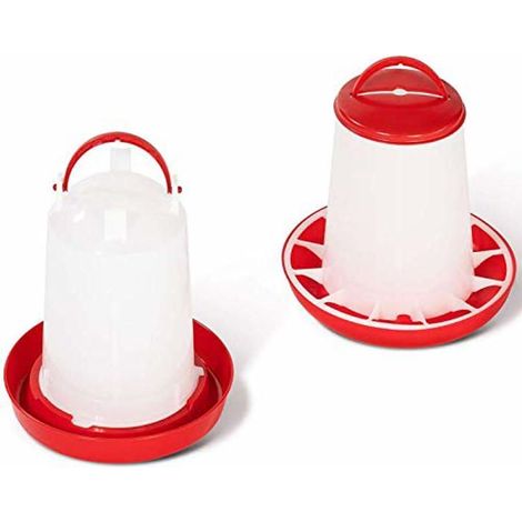 Set composto da mangiatoia da 3 kg e abbeveratoio da 3 litri, adatto a polli e pollame. (1/4)