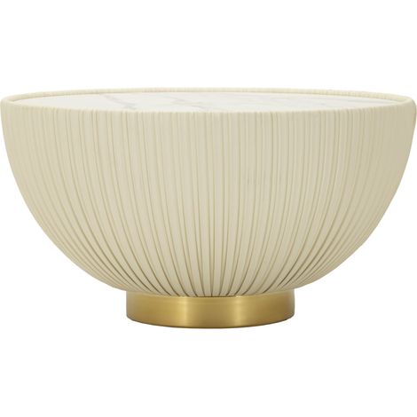 Tavolino da Caffè Elge Ø71x38 cm in Ferro e Ceramica e Poliestere Crema e Oro e Bianco (1/5)