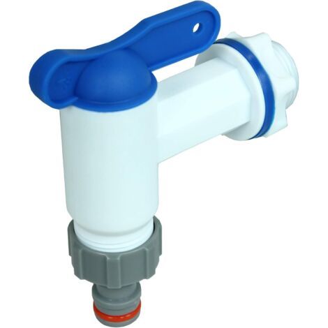 Lot de 5 robinets de rechange en plastique pour citerne d'eau de pluie - Avec joint, écrou et raccord de robinet - 3/4" - 26,44 mm - Blanc (1/5)
