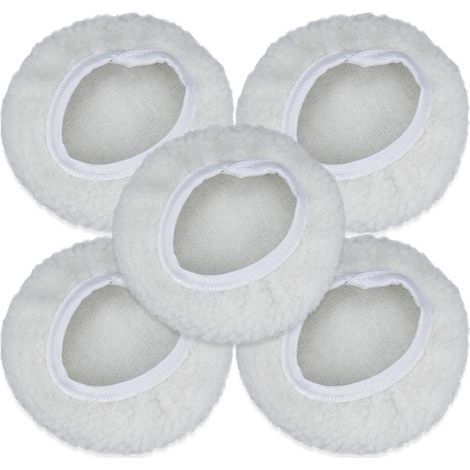 Lot de 5 Bonnet de Polissage, 125-150mm Kit Auto Disque Polissage Bonnet en Laine Tampons de Cirage pour la Plupart des Polisseurs de Voiture (1/5)