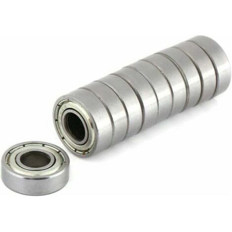 Ensemble de 10 mini roulements à billes résistants à la chaleur avec bride, blindés, en acier durable, dimensions 698ZZ 8x19x6mm. (1/5)