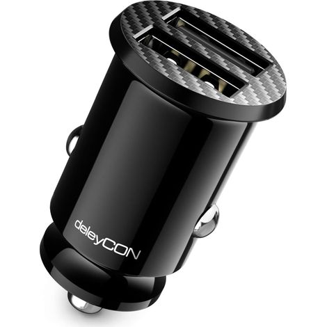 Cargador USB de 4,8 A para encendedor de cigarrillos - Carga rápida de 4800 mA, 2 puertos USB - Mini cargador para automóvil (1/5)