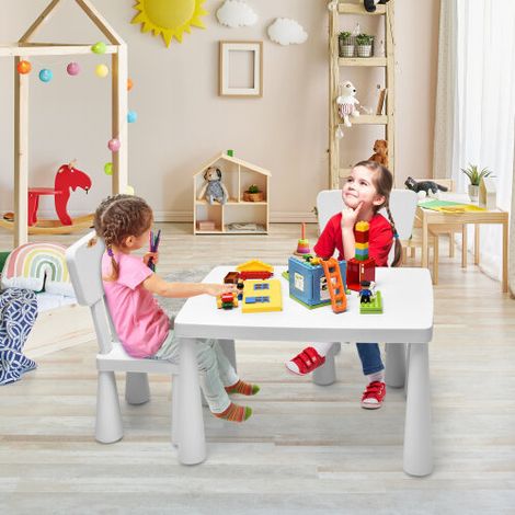2 Piece Kids Table and Chair Set Toddler Activity Desk and Chairs Kids Furniture White (1/3)