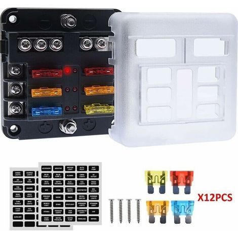 4 × 6 way waterproof fuse block – LED indicator – 12 circuits – Voltage 32V DC – Max load 20A per circuit – Easy installation (1/4)