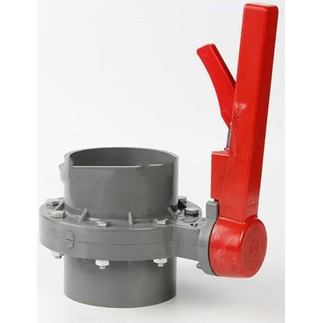 1 Vanne papillon, DN 110 mm, PVC, poignée plastique, étanchéité PTFE, irrigation