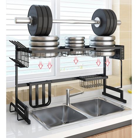 SiFree®Supports de Cuisine Égouttoir à Vaisselle, support pour ustensiles en acier inoxydable, Organisateur idéal pour Les Fruits, légumes, Assiette, 85 32 52cm (1/4)