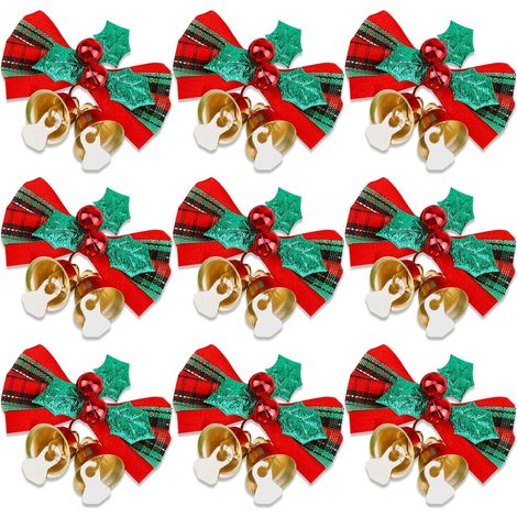 24 Weihnachtsschleifen mit Glöckchen, Weihnachtskränze, Schleifen, Mini-Christus
