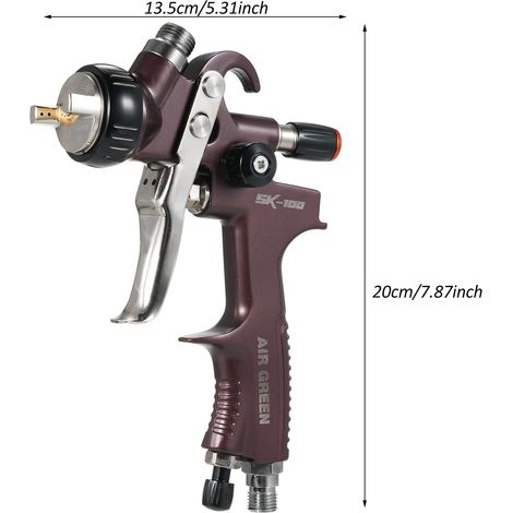 Pulvérisateur à air pour peinture automobile, outils automobiles professionnels, couche de finition de pulvérisation de peinture automobile haut de gamme avec buse d'atomisation élevée, taille 1,3 mm (1/5)