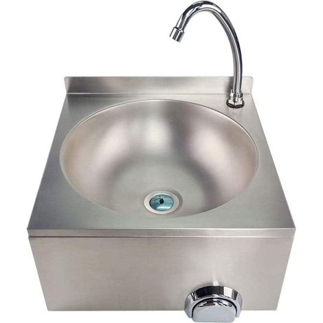 Bc-elec - ASS02 Lavabo a parete in acciaio inox, comando al ginocchio, comando femorale, lavabo per lavaggio a mano