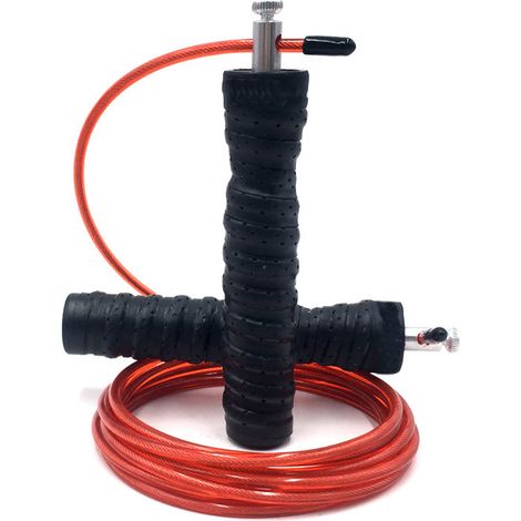 1 Corde à sauter, câble acier gainé PVC, roulements à billes, poignée ergonomique, fitness boxe MMA (1/5)