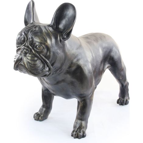 Statuette bouledogue français en résine époxy – Figurine jardin 1:1 – Peinture imitation bronze – Décoration intérieure et extérieure (1/5)