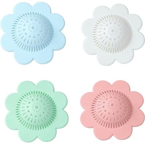 Lot de 4 bouchons de bonde de douche/baignoire/cuisine en silicone durable, résistants et résistants. (1/5)