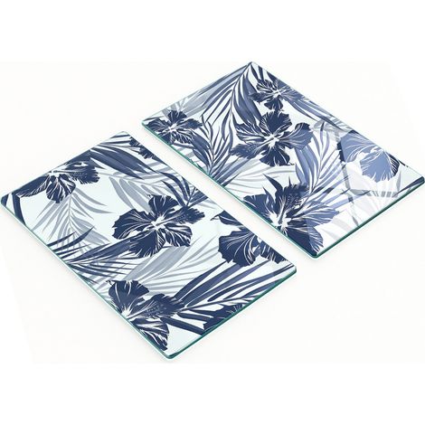 Tableros de vidrio duraderos y elegantes con estampado de flores tropicales, 2x30x52 cm.