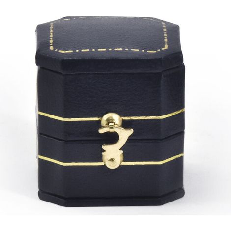 Boîte à bagues vintage bijoux présentoir organisateur boîte sortie en cuir PU(bleu) (1/5)