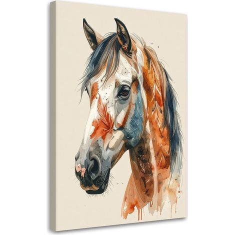 Tableaux, Tête de cheval animaux beige,20x30 (1/4)