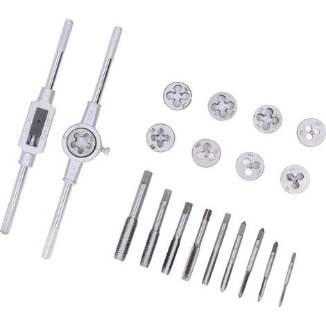 Set mit 20 Werkzeugstahl-Gewindebohrern und -Schneideisen für Autoreparaturen, Modellbau, Heimwerkerarbeiten, Gusseisen und Aluminium (1/5)