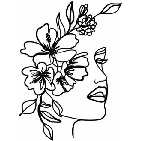 Art mural abstrait en métal pour femme - Silhouette minimaliste - , XU,Peinture décorative en fer forgé - Décoration murale Noir 30x40.4cm - KZQ (1/4)