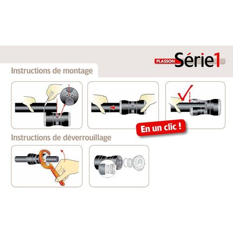 Plasson – Té 90° encliquetable PE Ø32 – Raccord taraudé femelle 3/4 – Montage en 1 clic – Pression de service PN 16 bars