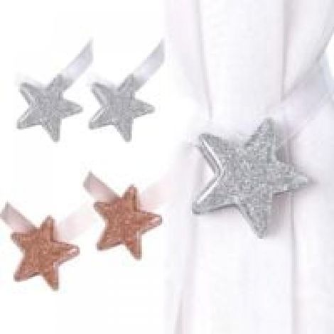 Set of 4 Magnetic Curtain Tiebacks, Curtain Loop Tiebacks, Magnetic Star-Shaped Curtain Clips for Home, Office, and Hotel Decoration (1/5)
