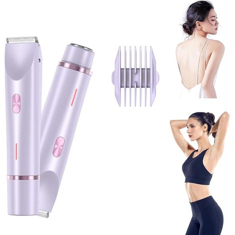 2-in-1 Kabelloser Nass- und Trocken-Bikini-Trimmer & Körperrasierer für Damen (lila). (1/5)