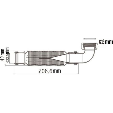 Siphon de lavabo en polypropylène D32 – Ultra-plat 64mm – Tuyau d'évacuation 39,2mm – Installation facile sans vissage (1/5)