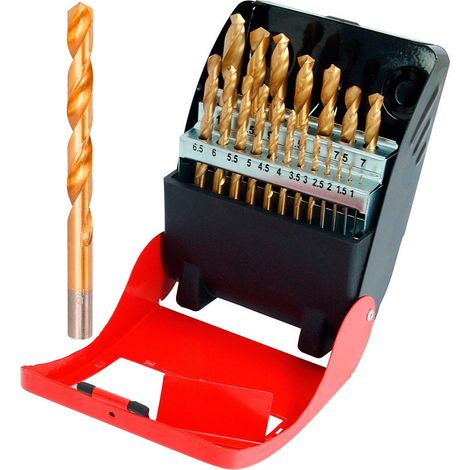 Juego de brocas de titanio para taladro con rectificado y estuche, 19 piezas (1/5)