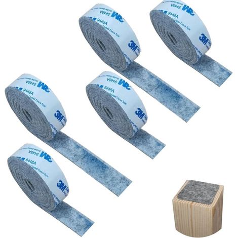 5 rotoli di feltro autoadesivo per mobili, 100 cm x 2 cm. Feltro adesivo per mobili, protezione del pavimento, antiscivolo per divano, porta, sedia, tavolo, antigraffio e isolamento acustico. (1/5)