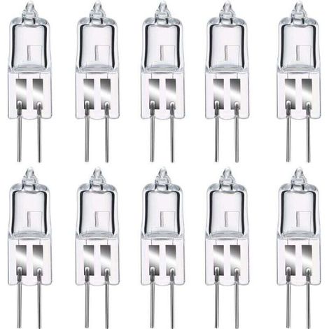 Ampoules Halogènes G4. Lampe de Base à Broche Halogène G4 12V 20W. 2800K Blanc Chaud Gradable G4 Lampe à Capsule Transparente Lot de 10 [Classe énergétique C] (1/5)