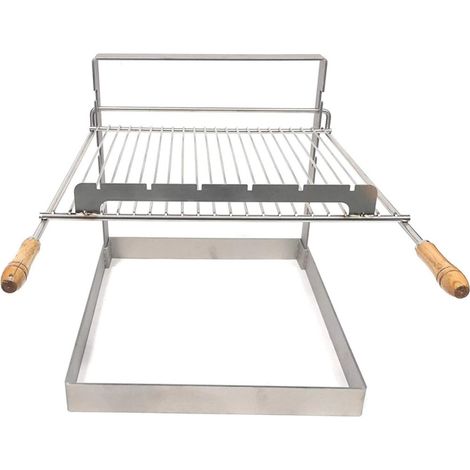 Support grille barbecue charbon encastrable avec grille en acier inoxydable pour cheminée ou barbecue extérieur en pierre (1/5)